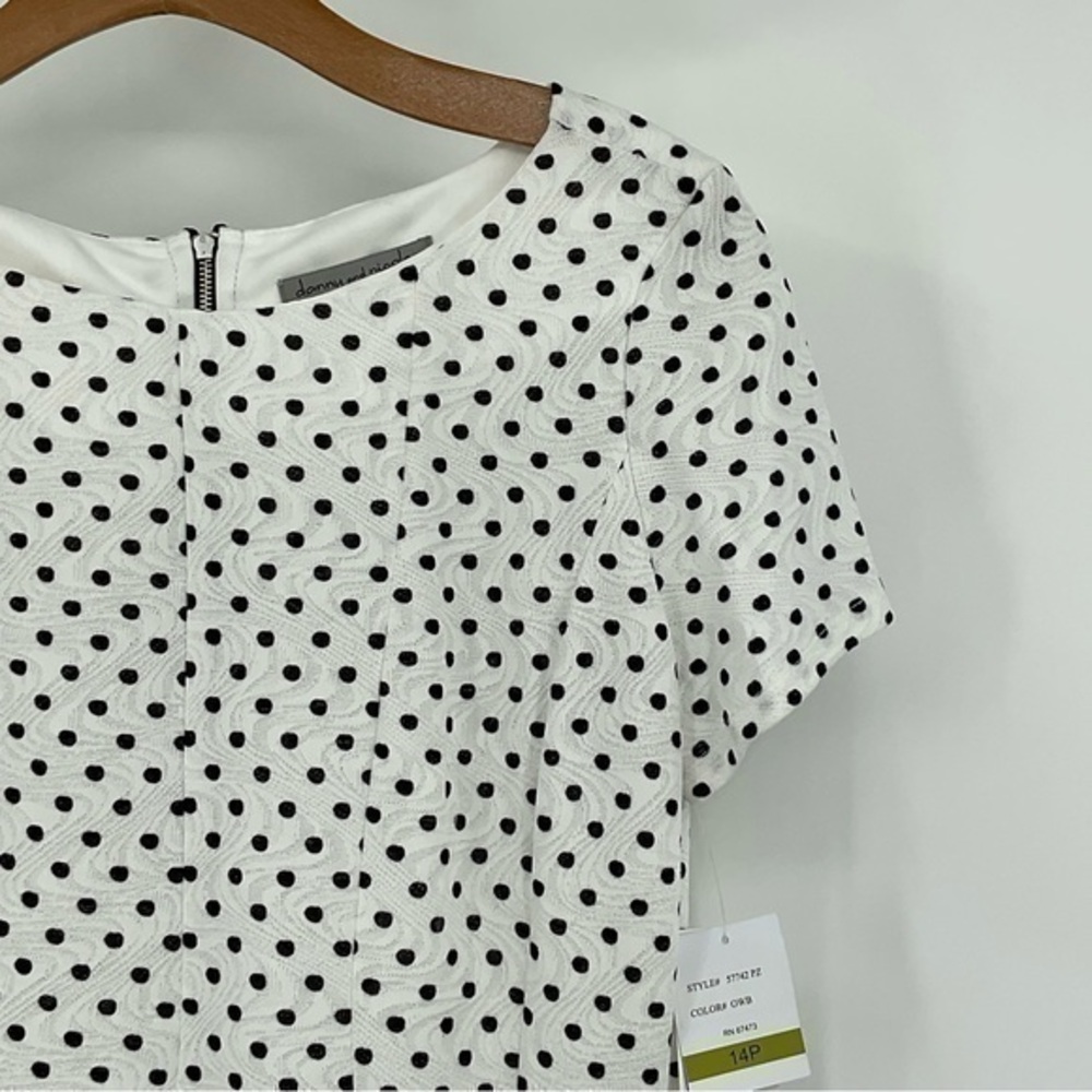 Danny & Nicole White Dress with Black Polka Dots Size 14P NWT E10 - Picture 2 of 11
